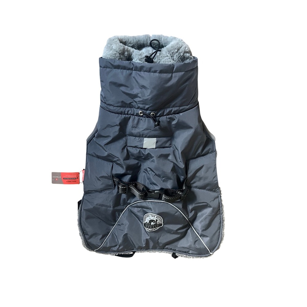 Dog Winter Jacket Coat Gray Sherpa Fleece Lined Reflective Water Resistant Large